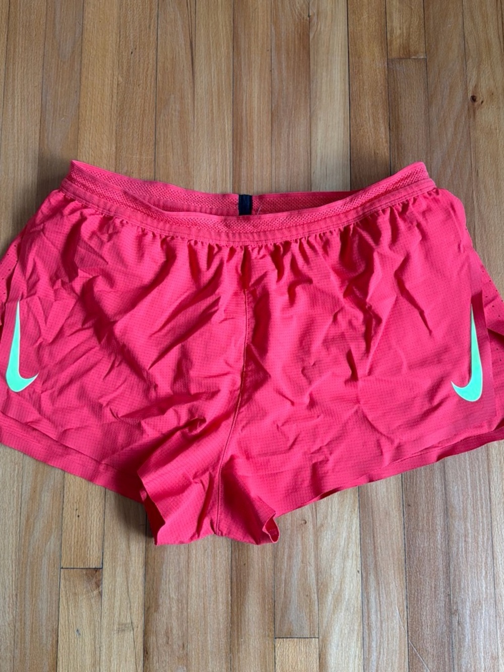 Nike Women's Neon Pink Athletic Shorts with Mint Swoosh